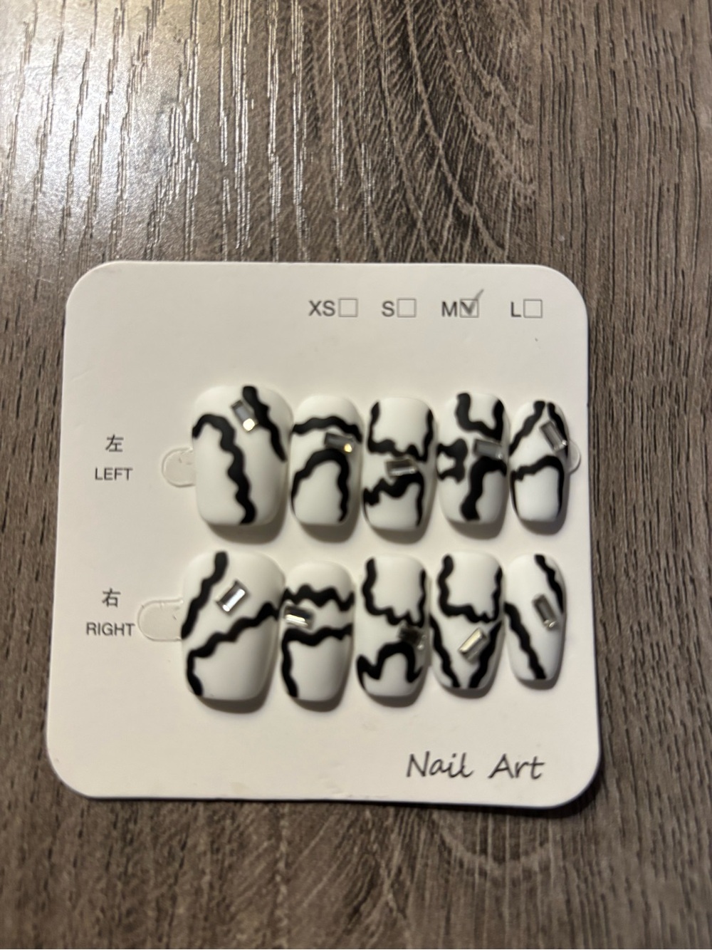 Black & White Marble Medium Press-On Nails - Contemporary Nail Art